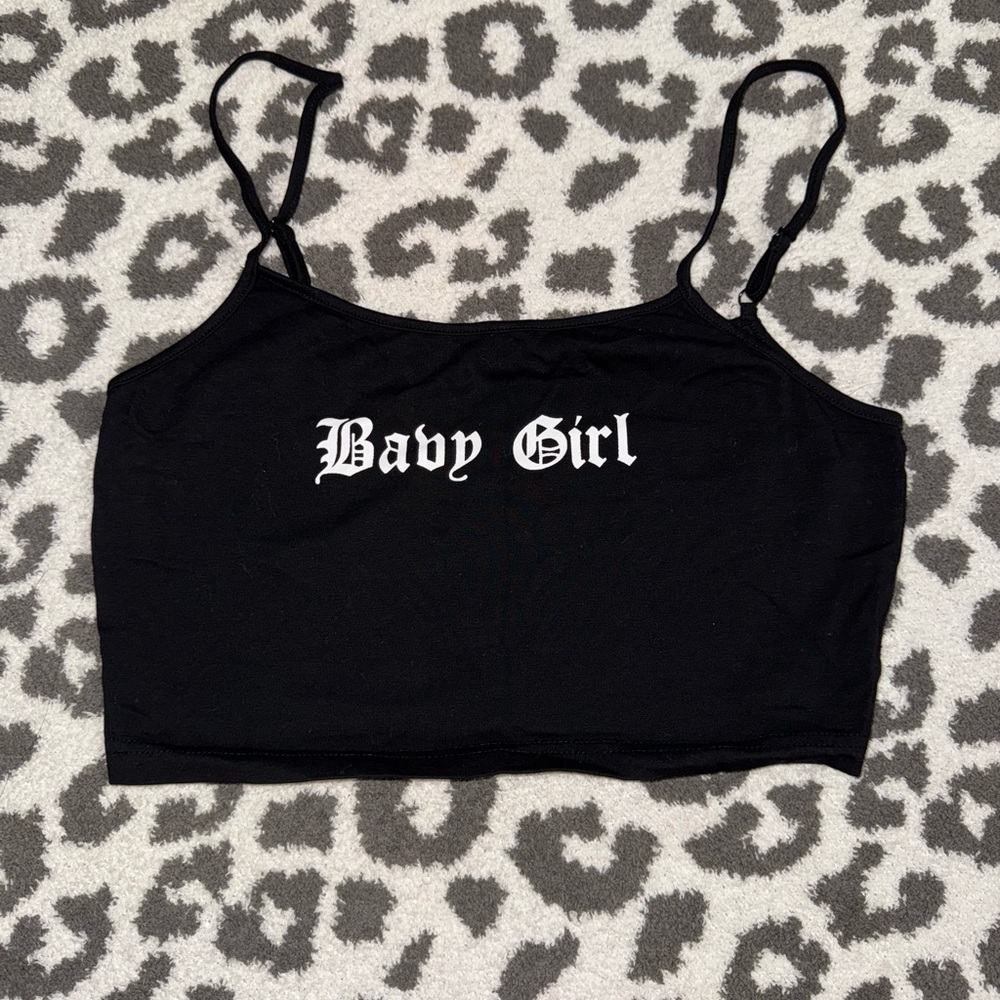 Black 'Baby Girl' Crop Top